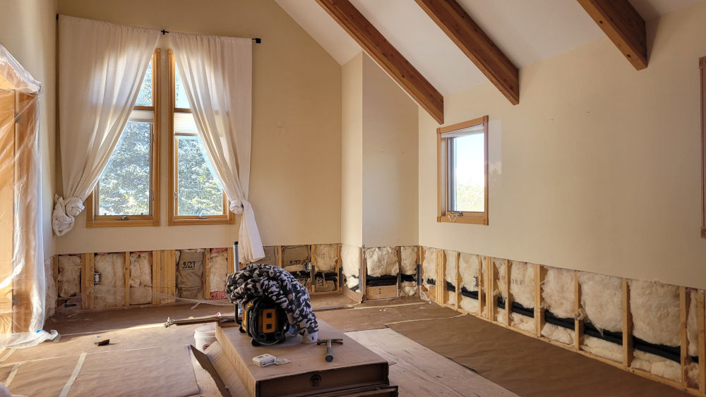 showing a room where water damage repair is being done in breckenridge, colorado.