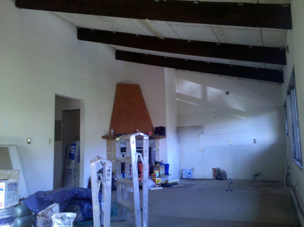 showing a condominium before a complete re-texture.