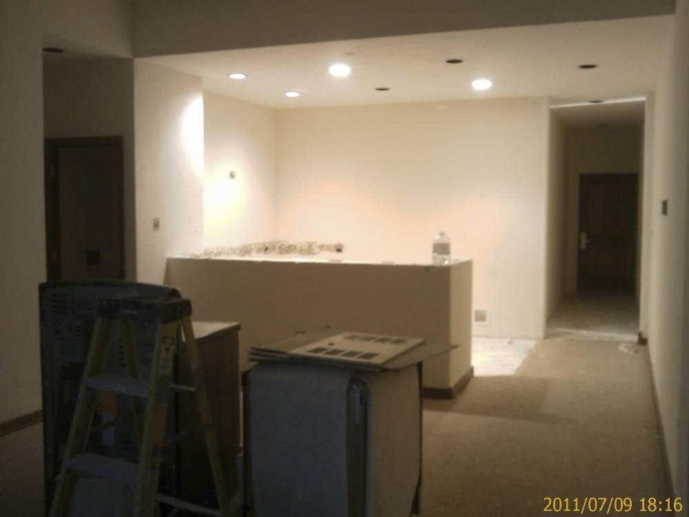 the drywall patching and knock down drywall texture
are done and is ready to paint.