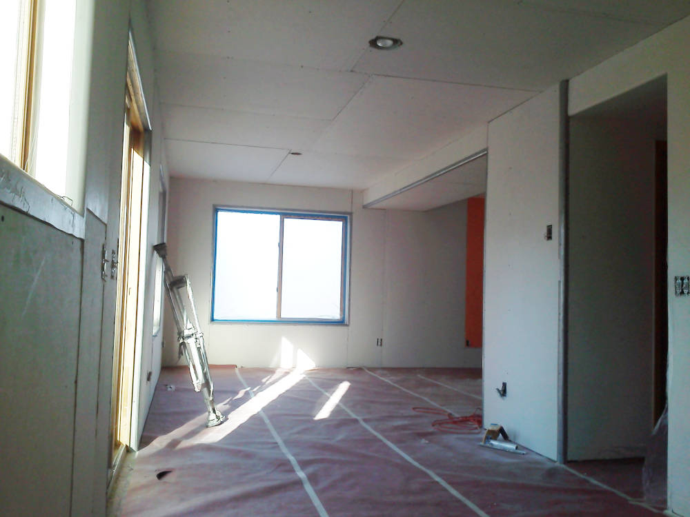 A house with new drywall installation done.