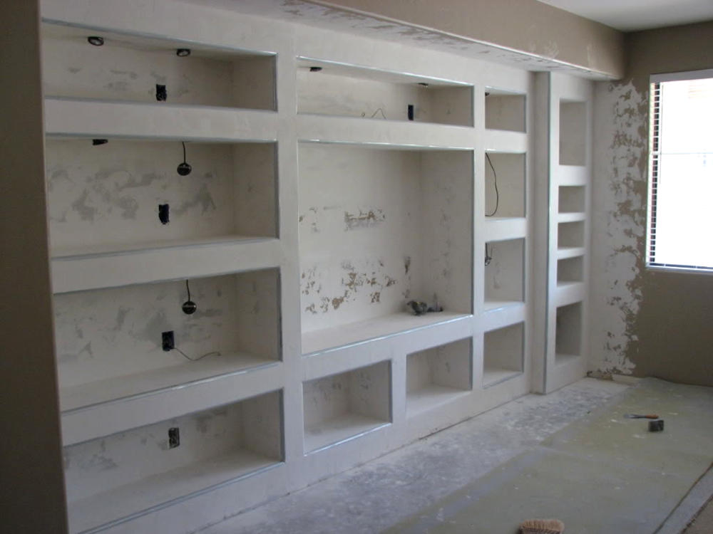 Custom entertainment center ready for primer and paint.