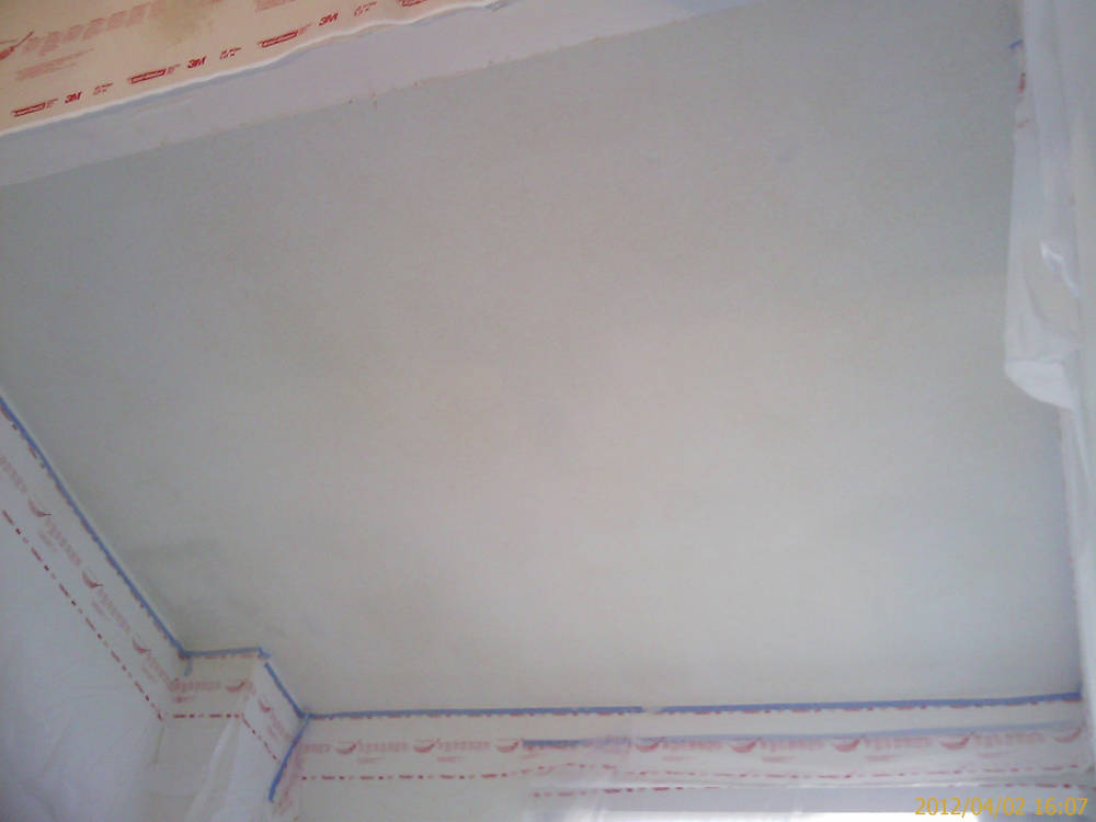 showing a ceiling after the orange peel drywall texture
is done.