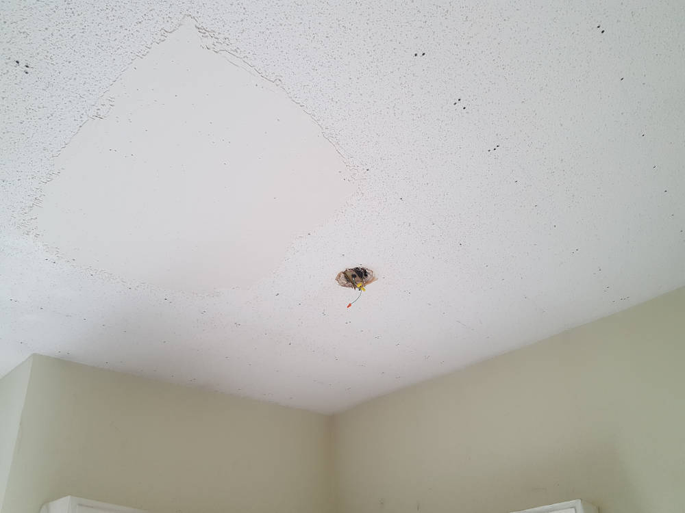 showing a ceiling with popcorn texture