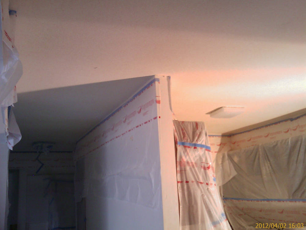 the drywall texture orange peel is done ready to paint.